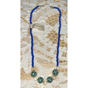 Antique 1920s Art Deco Czech Glass Lampwork  Beaded  Necklace W/ Tube Clasp 5510
